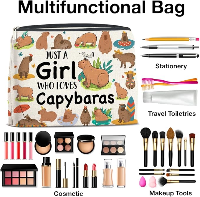 UPNEGE Capybara Lover Gifts Makeup Bag for Teens Women