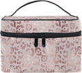 MNSRUU Makeup Bag, Rose Gold Leopard Travel Makeup Organizer Bag Cosmetic Cases Toiletry Bags for Girl Women Ladies