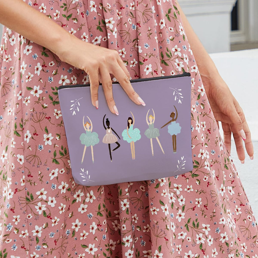 fkovcdy Dance Bag, Ballerina Makeup Bag, Ballet Cute Small Cosmetic Bag, Purple