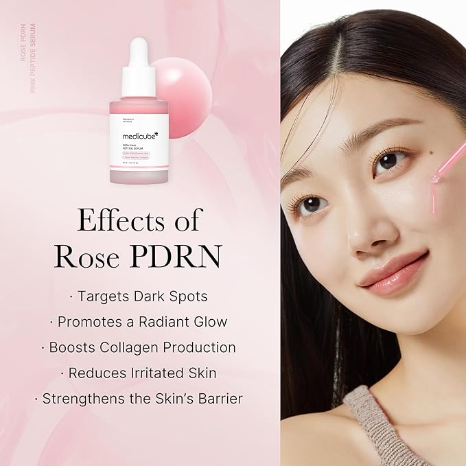 medicube PDRN Pink Peptide Serum with Rose PDRN | Vegan Pink Glow Serum with Peptides & Niacinamide for Hydration & Firm-Looking Skin | Uneven Tone Care | Korean Skincare, 1.01 fl. Oz