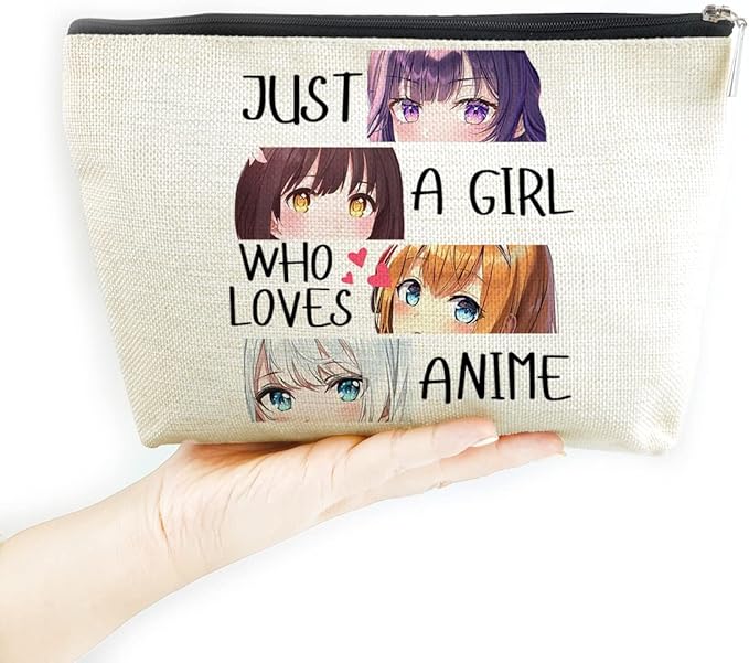 LANBAIHE Anime Fans Makeup Bag Gift - Just A Gir Who Really Loves Anime, Travel Cosmetic Bag For Her Mom Birthday, Christmas, Mother's Day