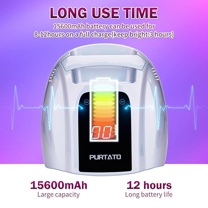 PURTATO Professional Rechargeable 96W UV LED Portable Cordless UV Light for Nail Lamp Machine with Removable Stainless Steel Bottom,4 Timer Setting and Smart Sensor Nail Dryer (Plating Silver)