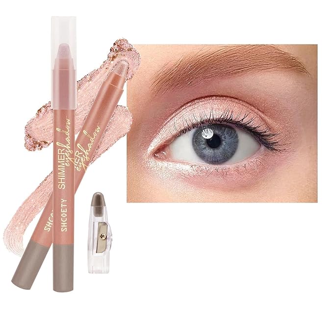 Daeuwiutr Rose Gold Eyeshadow Stick, Highlighter Eye Liner,Eye Brightener Stick, Shimmer Creamy eye shadow, Waterproof Eyeshadow Pencil Long Lasting Eye Shadow Makeup.#6 rose gold shimmer