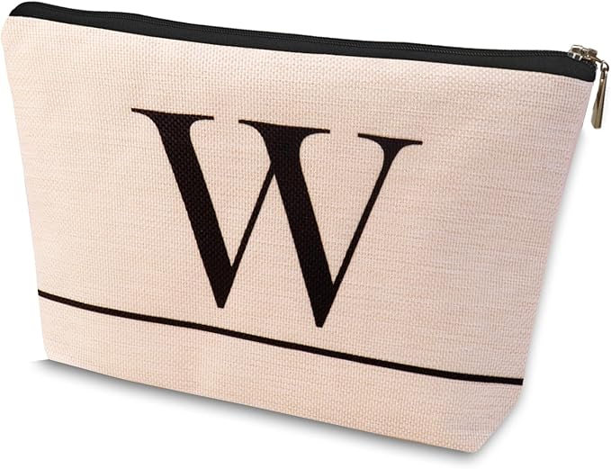 HDYHDY Letter A-Z Initial Personalized Makeup Bags, Birthday Gifts for Women, Monogrammed Gifts for Women Mom Sister Best Friend Bride Bridesmaid, Mothers Day, Christmas, Small Travel Cosmetic Bag (W)