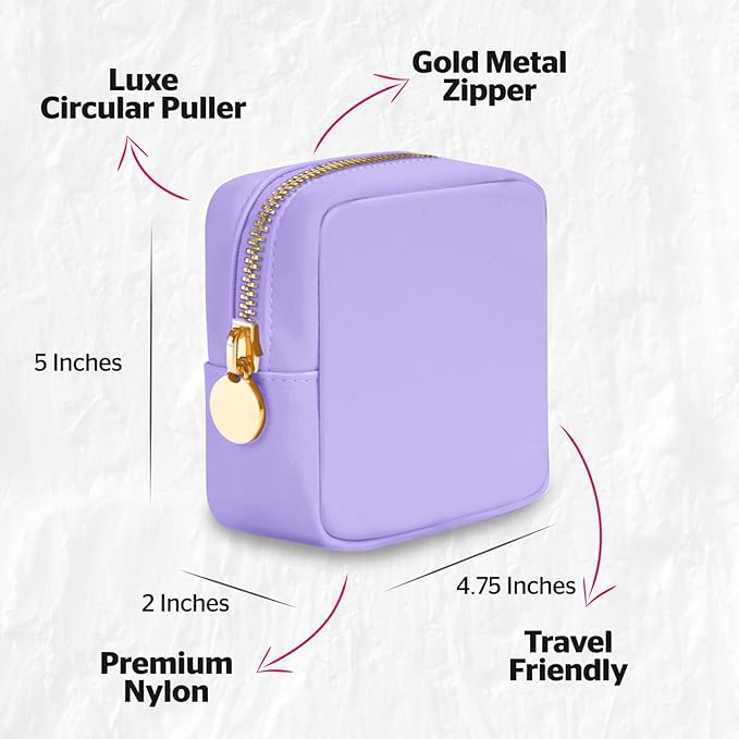 DANCOUR Small Makeup Bag for Purse – Mini Cosmetic Pouch, Travel Organizer, Small Purse Pouch, Portable Makeup Case for Women & Girls, Purple Mini Makeup Bag