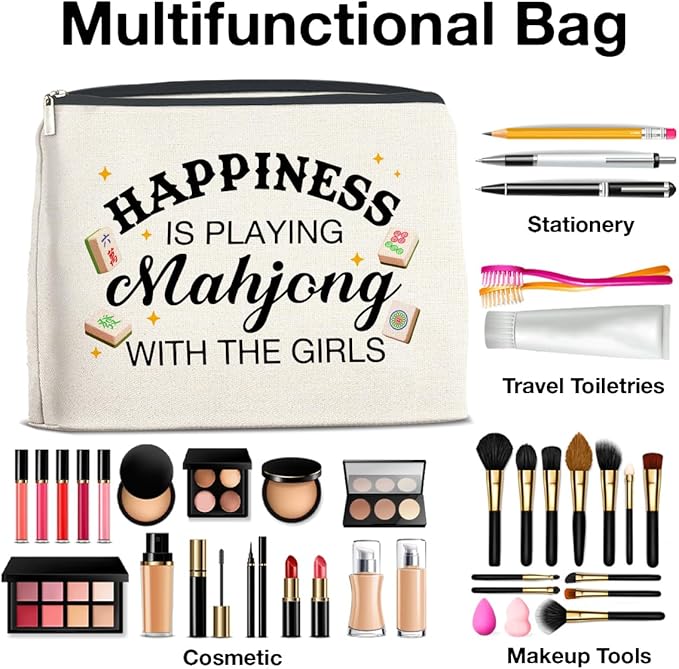 UPNEGE Mahjong Gifts Makeup Bag Accessories for Women Lovers Players