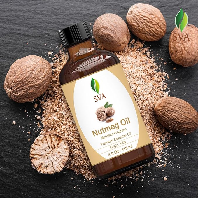 SVA Nutmeg Essential Oil, Glass Bottle with Dropper, 4 Fl Oz (118 ml)