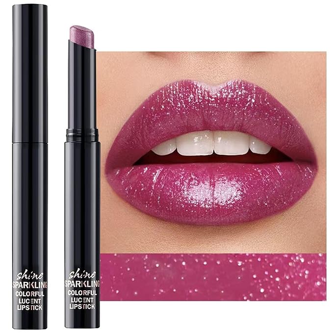 Metiplou Dark Purple Lipstick For Women Matte Nude Glitter Highly Pigmented Moisturizing Lip stick Hypoallergenic Waterproof Long Lasting Lipsticks Quick Makeup Lightweight Portable # 06