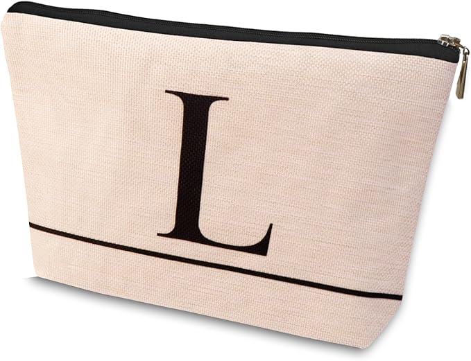 HDYHDY Letter A-Z Initial Personalized Makeup Bags, Birthday Gifts for Women, Monogrammed Gifts for Women Mom Sister Best Friend Bride Bridesmaid, Mothers Day, Christmas, Small Travel Cosmetic Bag (L)