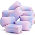 Sanwuta 9 Pcs Makeup Bags Bulk Bridesmaid Proposal Gifts Cosmetic Bags Preppy PU Leather Double Zipper Toiletry Pouch Portable Travel Organizer Case for Women Bachelorette Gift(Laser Purple)
