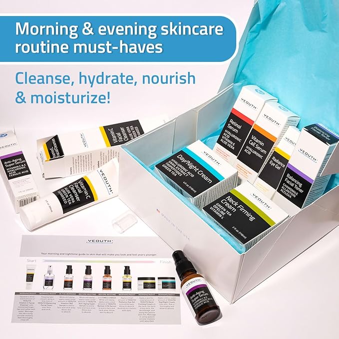 YEOUTH 8-Piece Full Size Skin Care Set for Visibly Smoother-Looking Skin