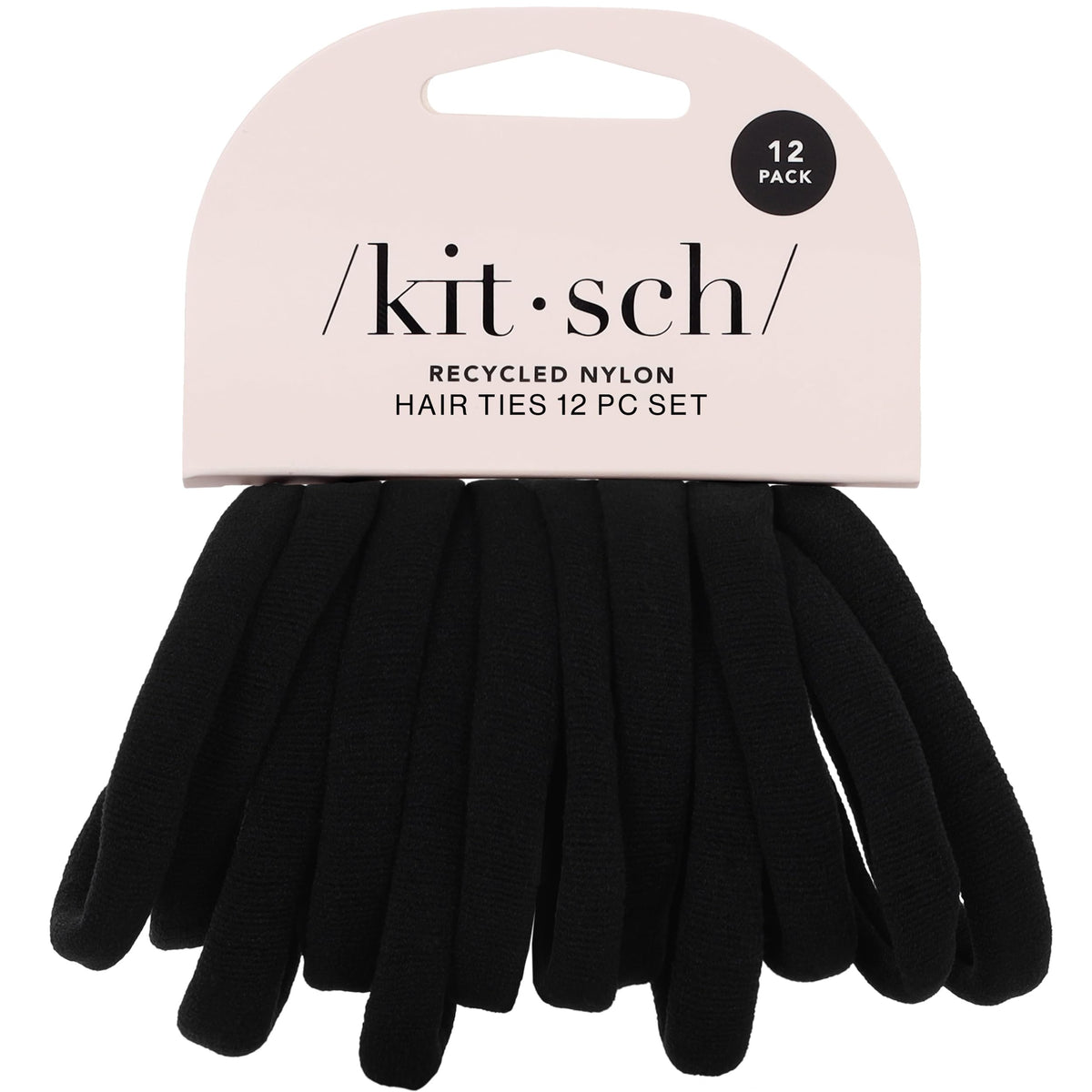 Kitsch Elastic Hair Ties No Damage | Stretchable Hair Bands - Black, 6pcs
