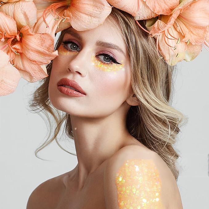 DAGEDA Coral Body Glitter Gel, Sparkly Hair Face Glitter Makeup Accessories