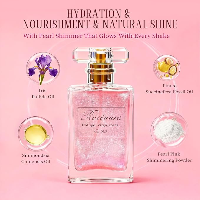 NP NATURES PHILOSOPHY 2-in-1 Hair Perfume Oil, Leave-in Serum Shine Mist for Women, Anti-Frizz Smoothing Spray with Jojoba Oil, Long Lasting Scent Layering Portable Travel Size 1.7 Fl Oz Roseaura