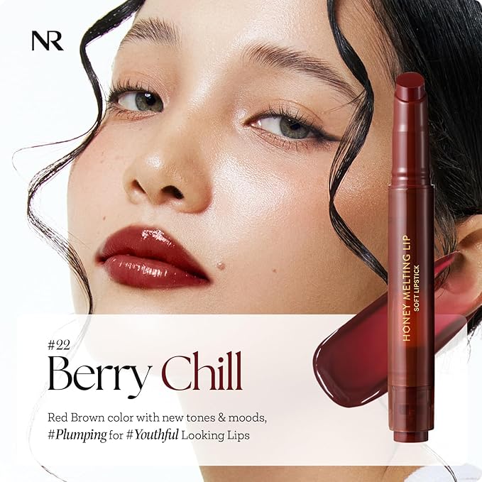 Nature Republic HONEY MELTING LIP PLUMPING (22 BERRY CHILL) | SOFT LIP STICK, Hydrating Gloss, Moisturizing balms, Volumizing formula & Sheer tint, Glowy Finish, korean make up