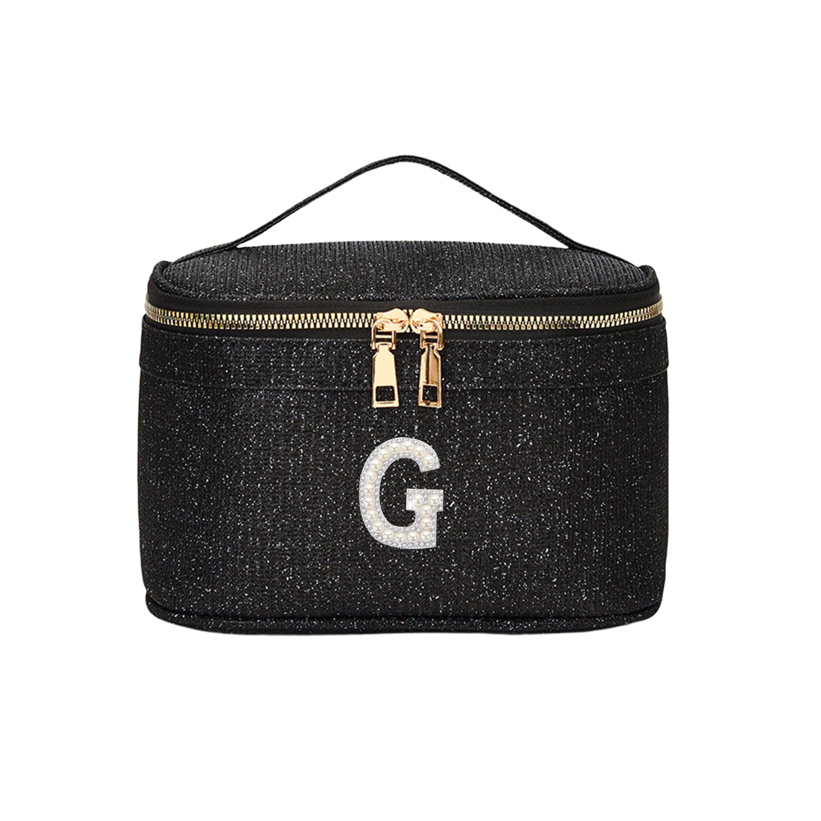 EURYNOME Makeup Bag with Custom Letter W, Water-Resistant Travel Organizer Pouch, (8.3x5.1x5.1 Inch) Cosmetic Case for Women — G