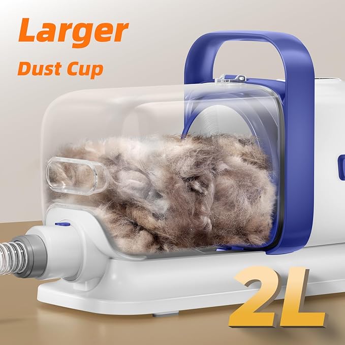 Buenkee Dog Grooming Vacuum Kit, 15000Pa Clipper, Shedding Brush, 2L, White