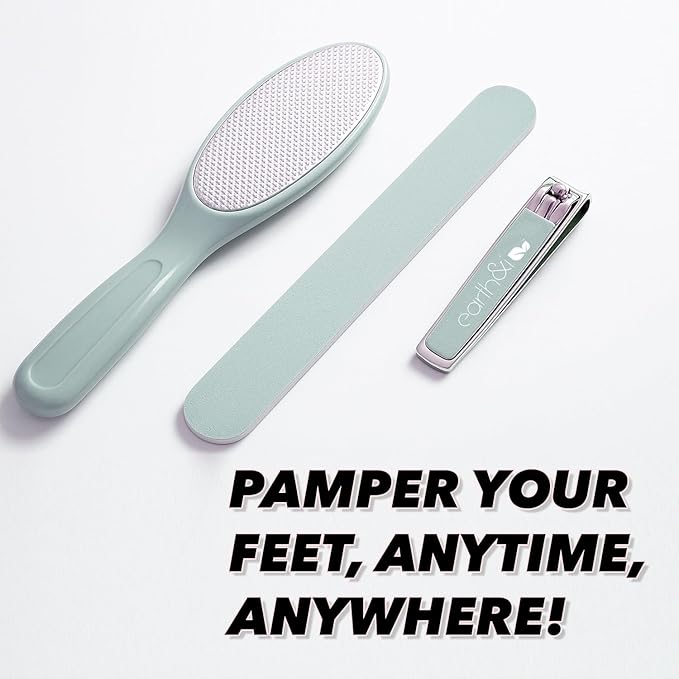 Earth & I - Blue 3-Piece Pedicure Kit: Premium Travel & Grooming Tool Set