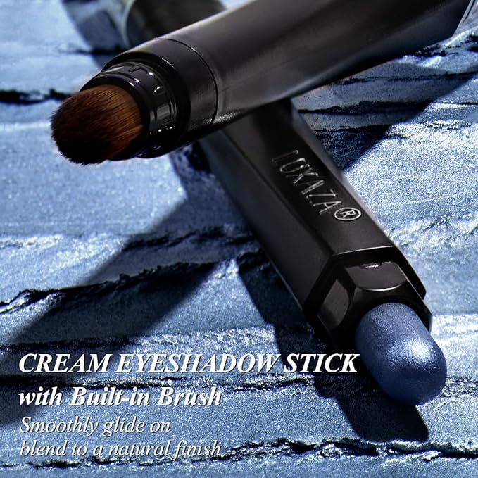 LUXAZA PRO 6 PCS Makeup Sticks Cream Blendable Contour Blush Highlight Full Face Makeup, Cool Blue Shimmer Matte Eye Shadow Vegan Multi-use Stick with Brush Waterproof Long Lasting Party Smokey Eyes