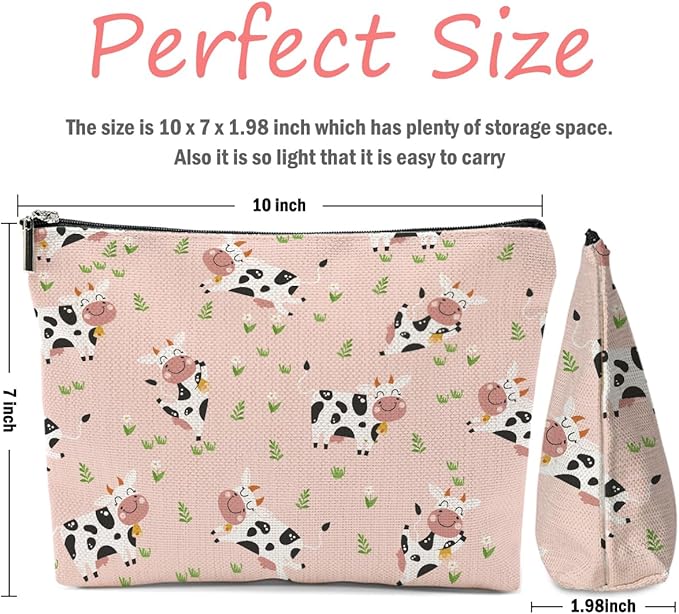 XFN Cow Gifts, Cow Print Stuff Makeup Bag, Cosmetic Bag Travel Pouch, Animal Lovers Friendship Graduation Birthday Gifts for Women Girls Daughter Sisters Wife Best Friend
