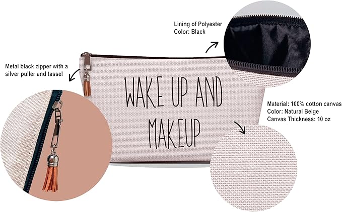USEFEX Stylish Makeup Bag Organizer | Perfect 100% Cotton Canvas Cosmetic Bag Ideal for Travel and for Cute Gifts