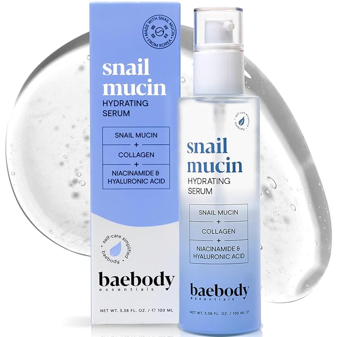 Baebody Snail Mucin Serum Moisturizer with Collagen, 3.38 fl oz