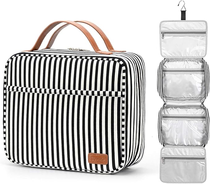 Bosidu Hanging Travel Toiletry Bag, Large Capacity Cosmetic Travel Toiletry Organizer for Women with 4 Compartments & 1 Sturdy Hook, Perfect for Daily Use/Christmas