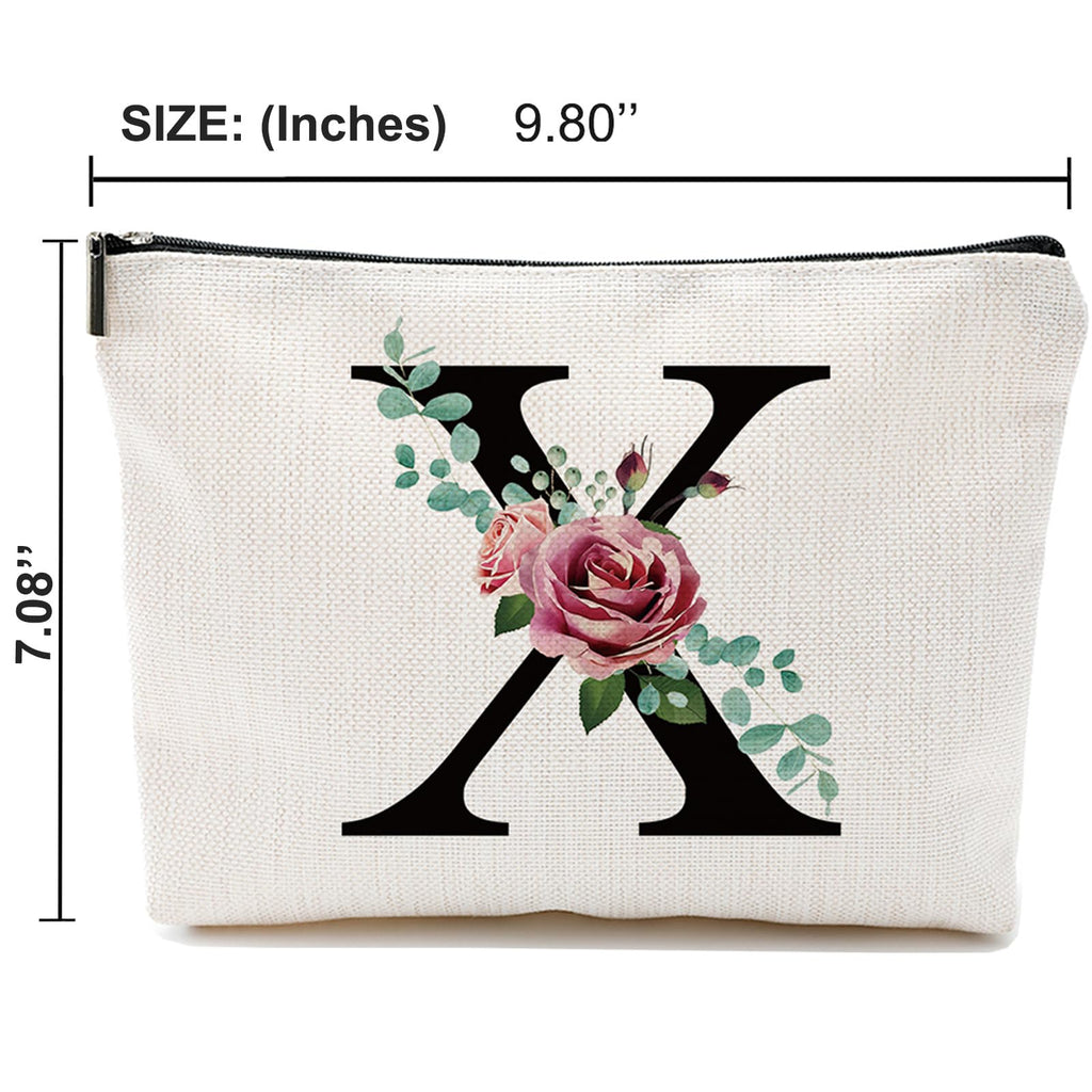 A-Z Personalized Makeup Bag, Monogrammed Bridesmaid Presents Cosmetic Bag, Portable Stationary Storage Organizer, Friendship Travel Makeup Bags
