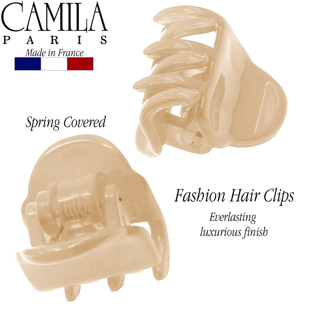 Camila Paris CP3290 French Hair Clip for Women, Set of 2 Small Nude Girls Hair Claw Clips Fashion Durable Hair Accessories for Women, Luxury Ladies Strong Hold No Slip Grip Clamp, Made in France