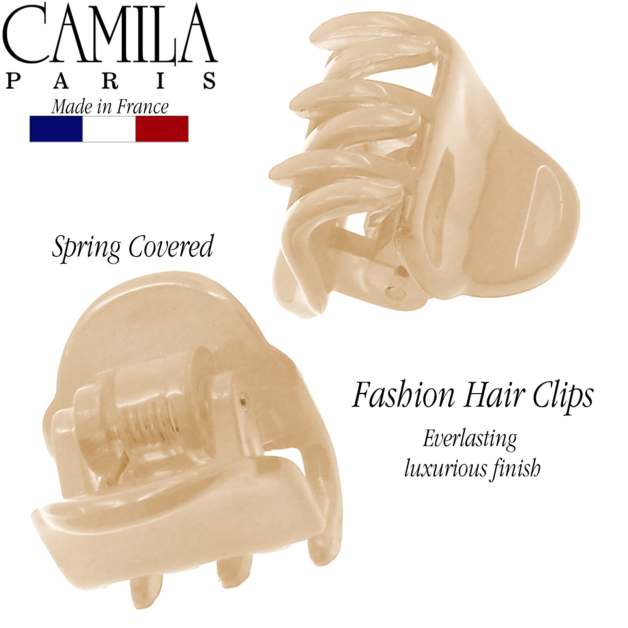 Camila Paris CP3290 French Hair Clip for Women, Set of 2 Small Nude Girls Hair Claw Clips Fashion Durable Hair Accessories for Women, Luxury Ladies Strong Hold No Slip Grip Clamp, Made in France