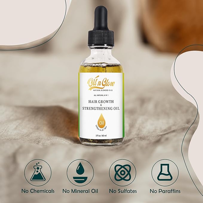 OilnGlow USDA Certified Organic 9 in 1 Natural Hair Serum for Hair Growth, & Strengthening With Rosemary Oil for Hair Growth, & Scalp DHT Blocker Peppermint Hair Oil Growth 2 FL
