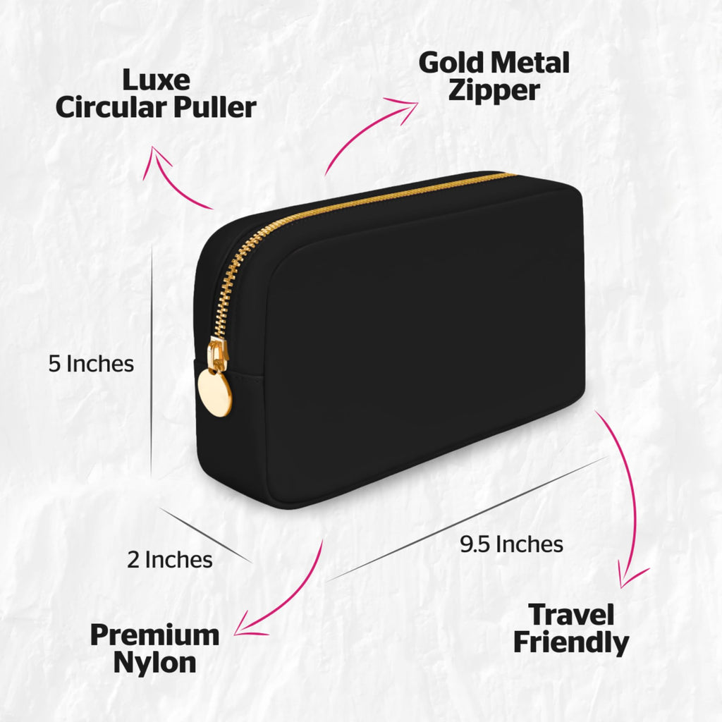 DANCOUR Small Makeup Bag For Purse - Makeup Bag Small Cosmetic Bag For Purse - Mini Pouch Travel Makeup Bag Zipper Pouches Makeup Pouch Mini Organizer For Women and Girls (Black)