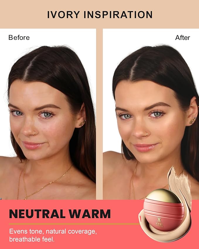 Kirby Kosmetics Konfident Glow Skin Tint – Ivory Inspiration Hydrating Oil-Free Glass-Skin Foundation, Buildable Light-to-Medium Coverage, 30 ml – Inclusive Clean Makeup for Radiant Confidence