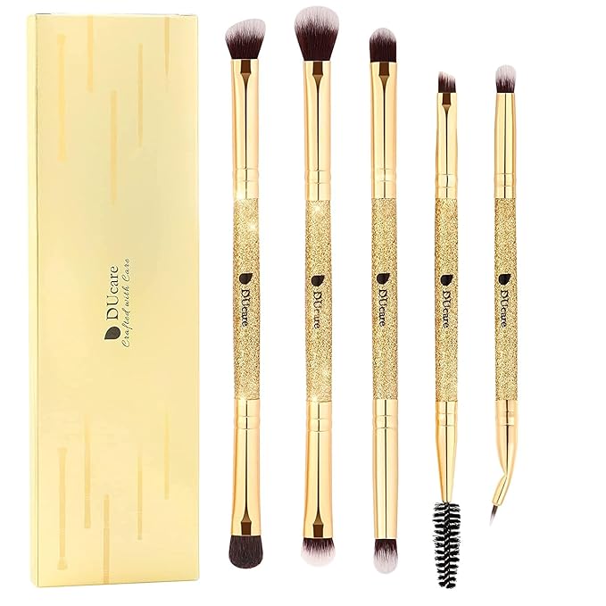 DUcare Eyeshadow Brushes 5pcs Double Sided Eyebrow Brush Makeup Brushes with Soft Synthetic Hairs Double Ended Eyeshadow Brush Set for Eyeshadow, Eyebrow, Eyeliner, Blending