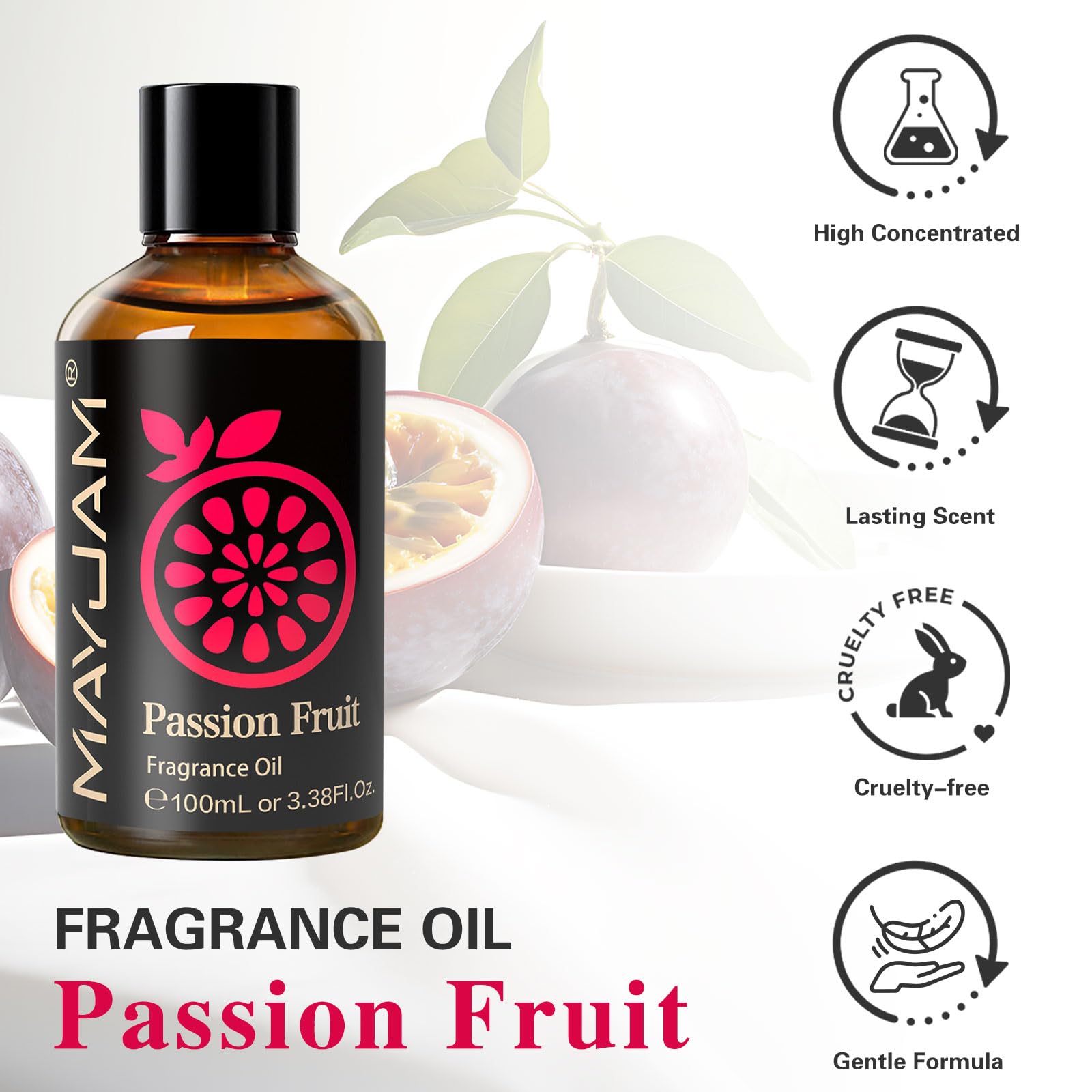 MAYJAM Passion Fruit Fragrance Oil Essential Oils for Diffusers, 3.38FL.OZ
