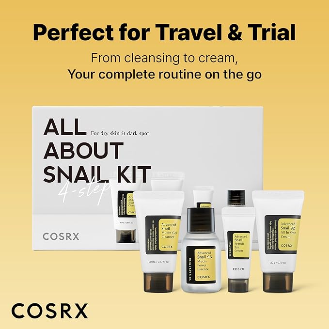 COSRX All About Snail Mucin Korean Skin Care Set, Mini Travel Essentials