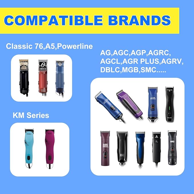 Docal Detachable Clipper Ceramic Blades 4FC/5FC/7FC Silver, Dog Grooming Clipper Replacement Blades Compatible with KM Series Clippers, Most A5, Size-4FC/5FC/7FC, Cut Length 3.2mm to 9.5mm, 3 Packs