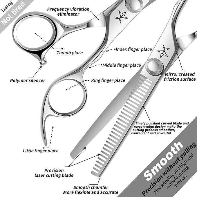 Fengliren High-end Professional Hair Scissors Thinning Shears Barber Hair Cutting Teeth Shears Hairdressing Texturizing Scissor 6 Inch Stainless Steel Alloy For Women Men Kids Salon Hairdresser & Home