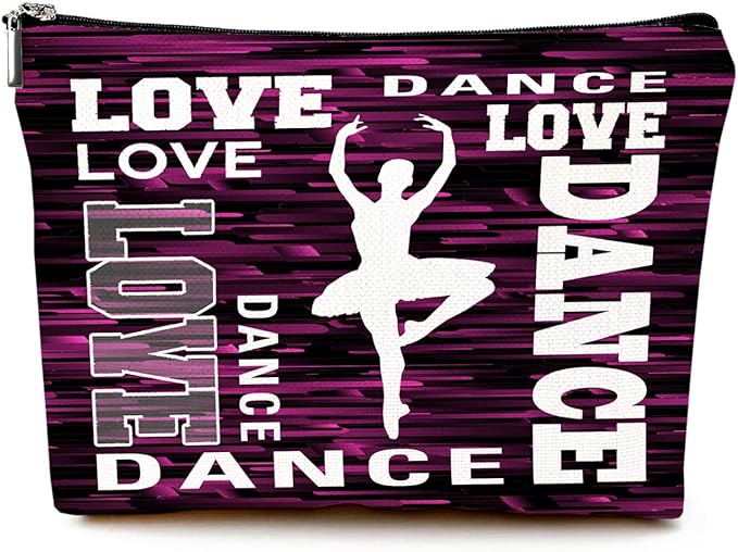Givotin Cute Makeup Bag for Purse Canvas Waterproof Funny Cosmetic Bags for Women Zipper Travel Toiletry Pouch-Dance Makeup Bags