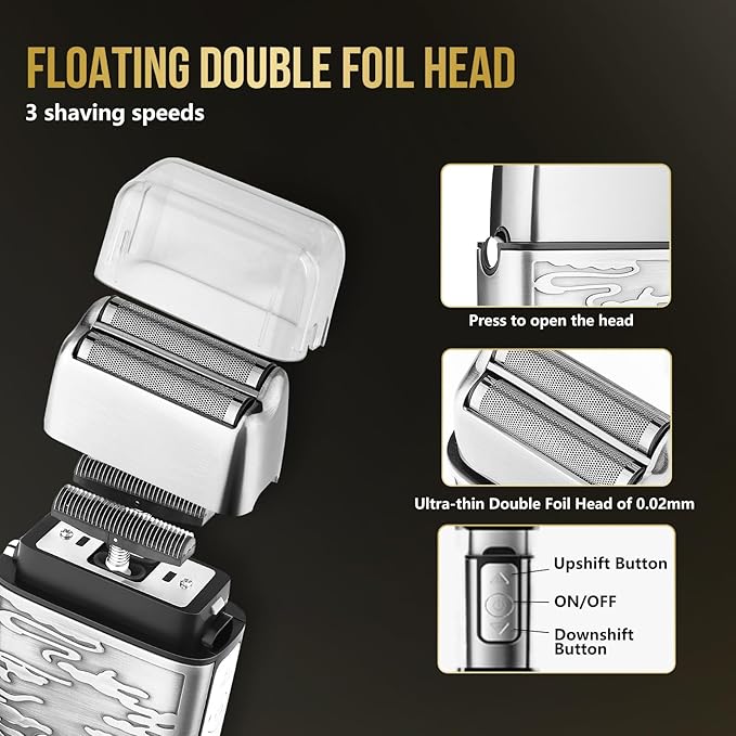 Bomxin Professional Hair Clippers for Men T-Blade Barber Clippers and Trimmer Set Nose Hair Trimmer Foil Shavers for Men Clippers for Hair Cutting, LCD Display