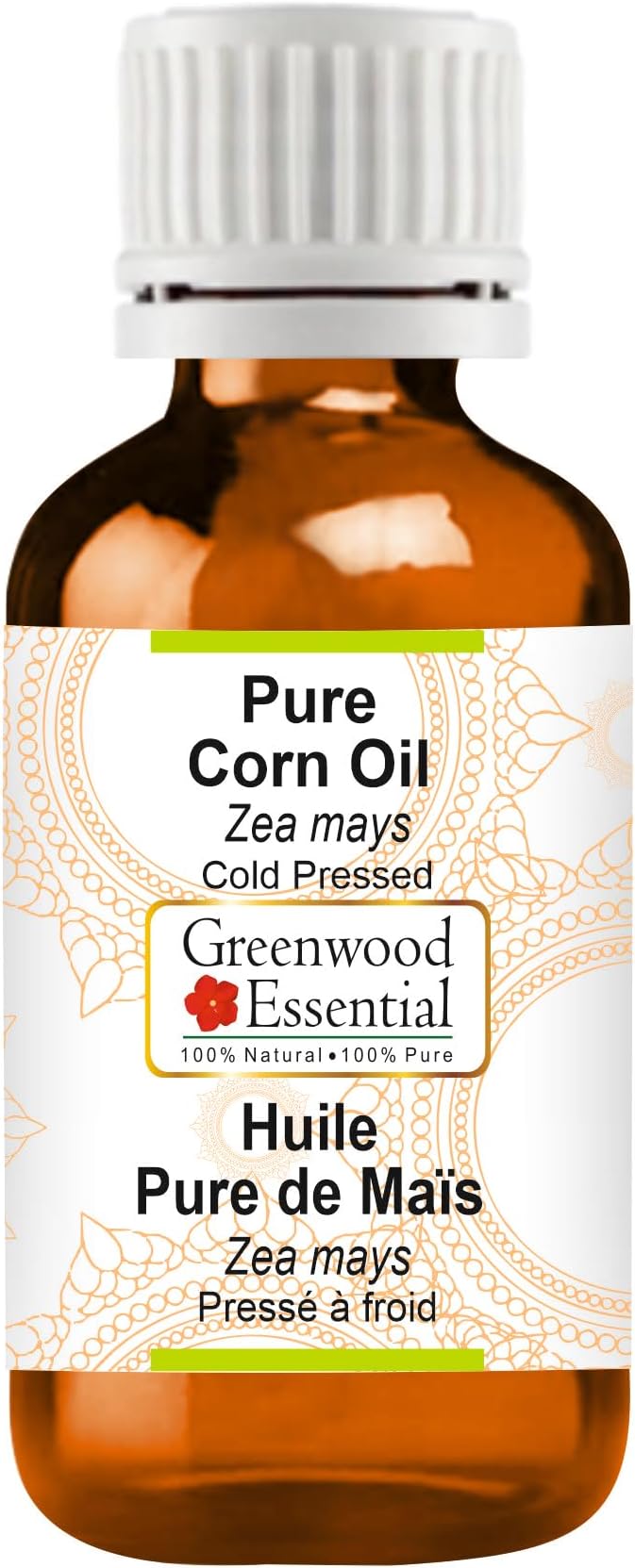 Greenwood Essential Corn Oil (Zea mays) | Cold Pressed | Natural | Undiluted | For Diluting Essential Oils | For Skin & Massage | Men & Women | 100ml (3.38 oz)