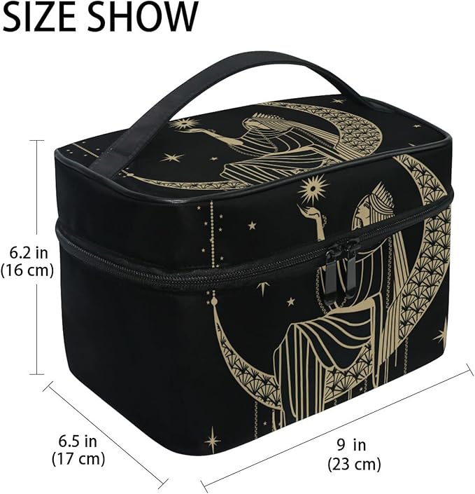 ZOEO Makeup Train Case Sacral Night Girl On Moon Korean Carrying Portable Zip Travel Cosmetic Brush Bag Organizer Large for Girls Women