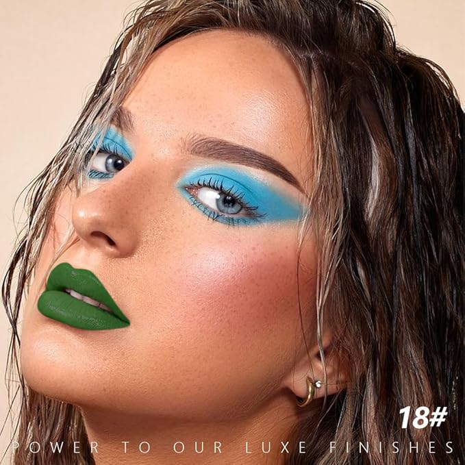 IATMOMOD Sea Green Cream Matte Lipstick Stick 18#, Longwear Full Coverage Velvet Lip Color, Waterproof Multi-Use Lip & Cheek Makeup for Party & Daily Wear, Labial con color mate para uso diario