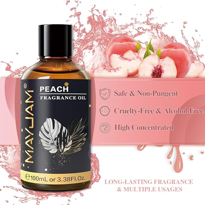 MAYJAM Peach Fragrance Oil for Diffusers for Home, 100ML/3.38FL.OZ