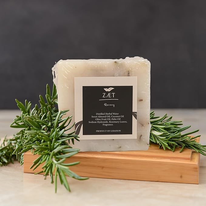 ZÆT 4-Pack Rosemary Bar Soap – Made with Rosemary Leaves, Olive Oil and Coconut Oil - Handmade Soap Bar for Face, Body and Hands - Gently Cleanses and Hydrates All Skin Types- For Men and Women