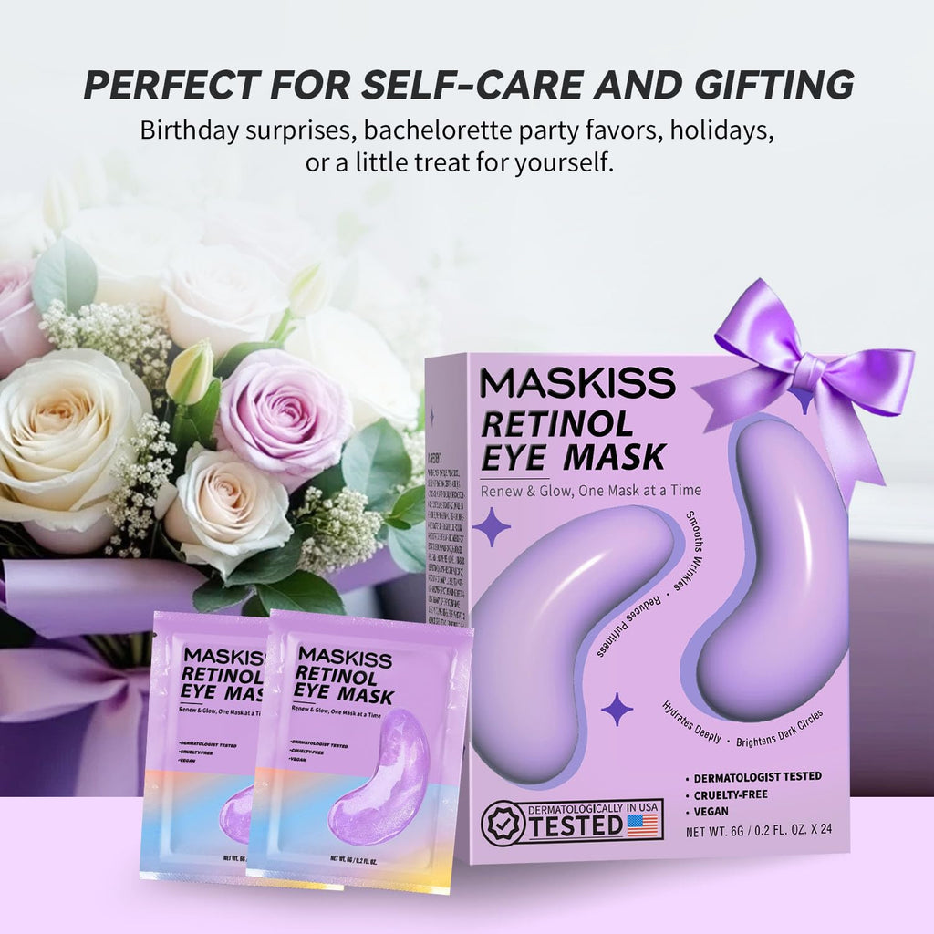 Maskiss Retinol Under Eye Patches (24 Pairs), Lavender Purple Eye Masks for Dark Circles, Puffy Eyes & Wrinkles, Firming Collagen Eye Patches, Vegan Cruelty-Free Skincare Gifts for Women