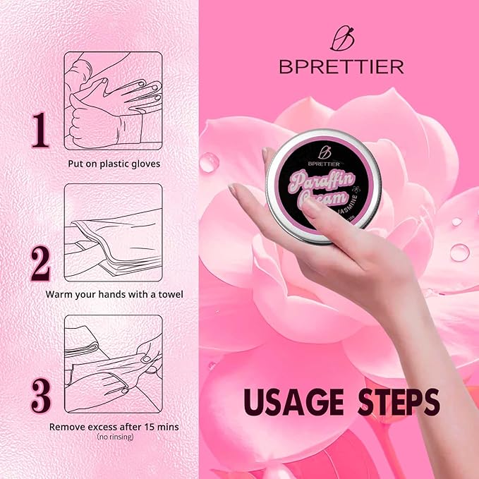 BPrettier Cold Paraffin Wax Cream for Hands and Feet, Shea Butter Cuticle Balm, Vanila Scent Home Spa, No-Heat Moisturizing Mask