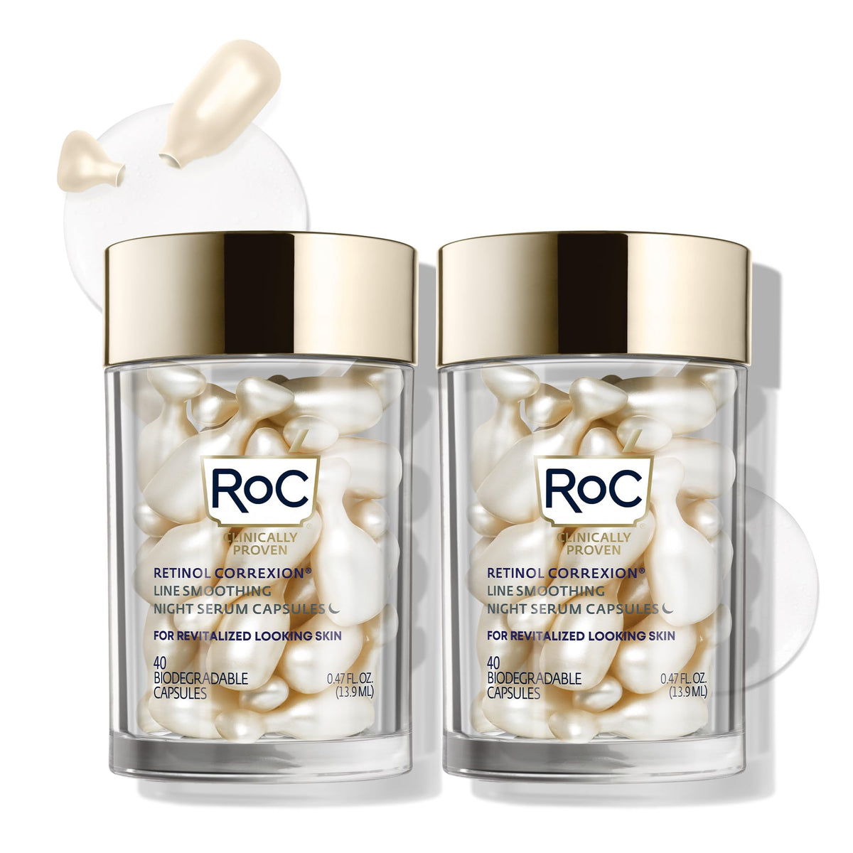 RoC Retinol Correxion Anti-Aging Wrinkle Night Serum Capsules, 30 count