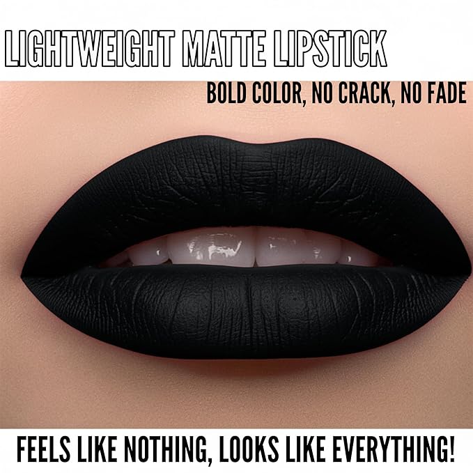 Mynena Hydrating Black Matte Liquid Lipstick, Long Lasting Lip Stain -Linda