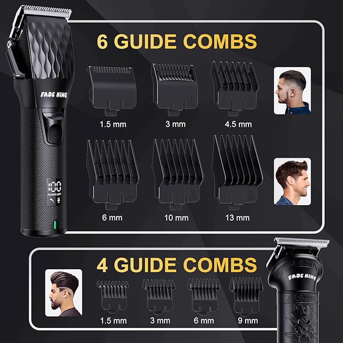 FADEKING® Professional Hair Clippers for Men, Cordless Hair Cutting Kit